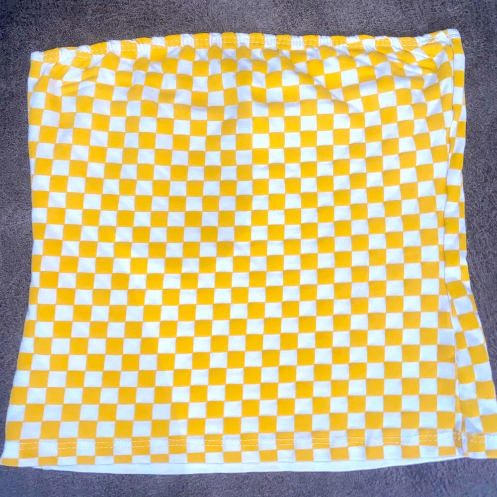 Checked Yellow Tube Top